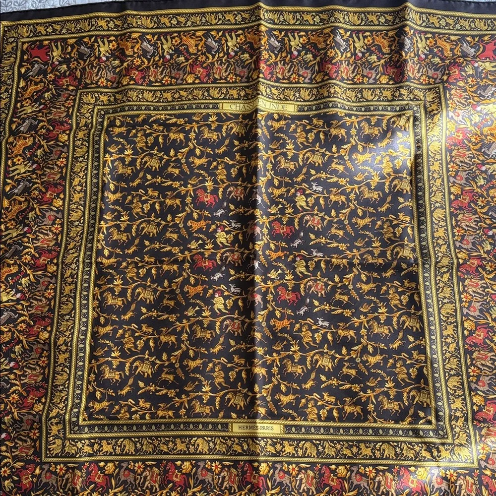 Hermes silk scarf chasse en inde